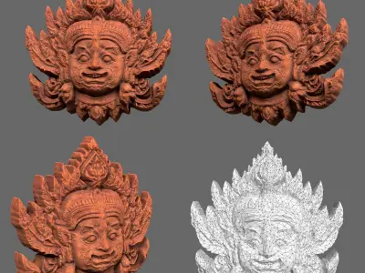 Low poly Asia Temple Decor - 231006 Low-poly 3D model