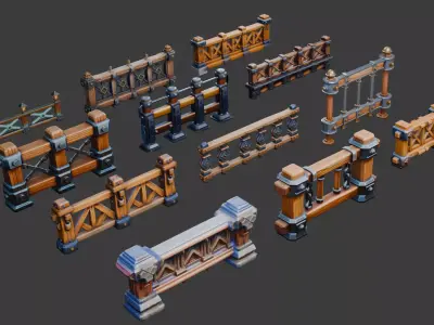 Stylized Railings 3D model