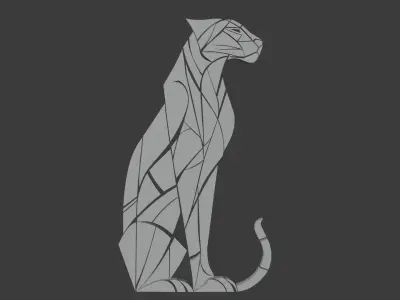 Geometric Panther Wall Art - 3D Decorative Model Low-poly 3D model