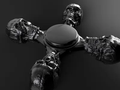 Premium spinner Skull 4-arm 3D print model