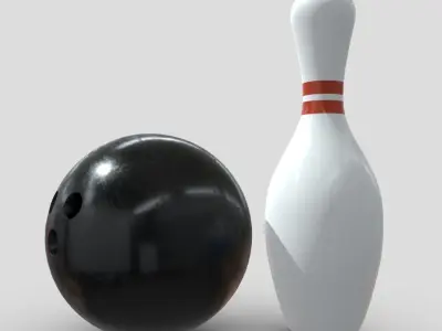 Bowling Ball and Pin Low-poly 3D model