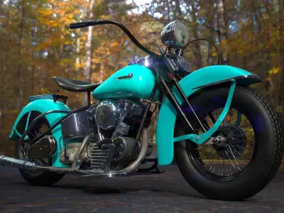 Oldschool Classic Motorcycle  Low-poly 3D model