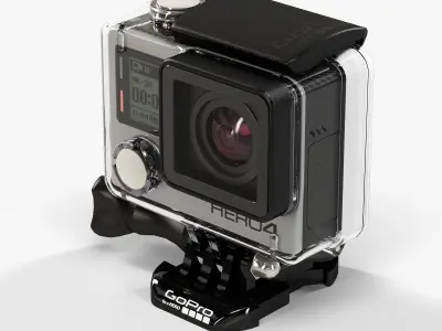 GoPro HERO4 Black Edition action camera with Waterproof Housing Low-poly 3D model