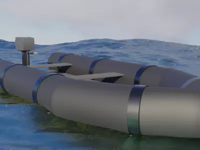 Raft with motor Low-poly 3D model