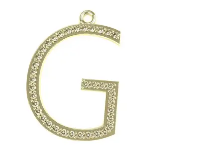 Letter G Diamond Pendant Gold Silver Platinum Luxury Jewelry 3D print model