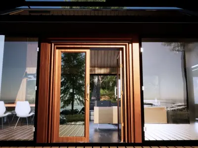 Wooden Door with Half Glass Frame Low-poly 3D model