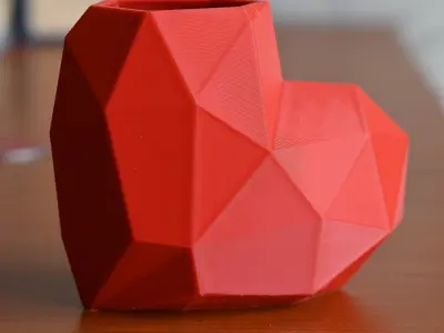 Low Poly Heart-Shaped Vase 3D print model
