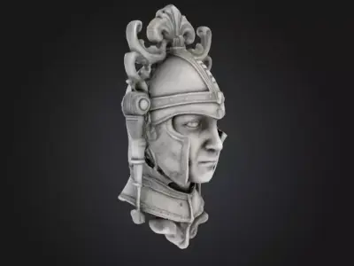 Roman Centurion Marble Relief Low-poly 3D model