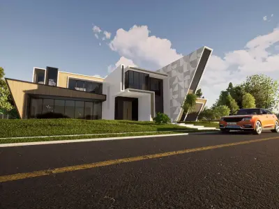 Futuristic villa exterior 3D model