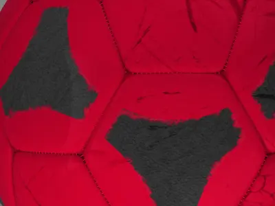 Soccerball red black Low-poly 3D model