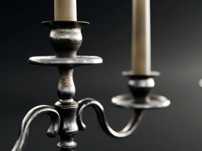 candle holders with candles 3D model