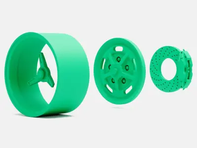 15x8 Kidney Bean Wheel and Brake 3D print model