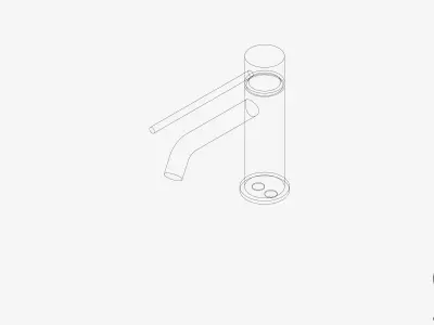 Basin Mixer - Luxury - Sleek - Curved - Extended Lever Low-poly 3D model