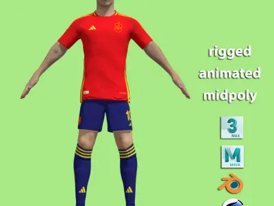 T-Pose Rigged Dani Olmo Spain Euro 2024 3D model