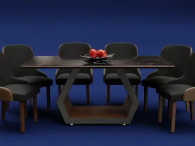 Modern Wood Table 6 seats 2 3D model