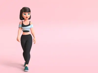 Jade Girl Cartoon Character 3D model