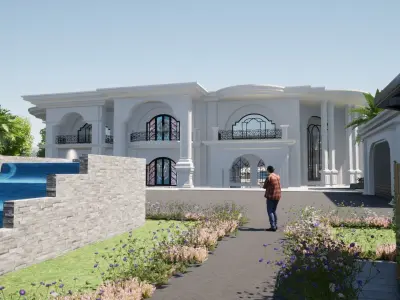 Luxury Grand house Low-poly 3D model