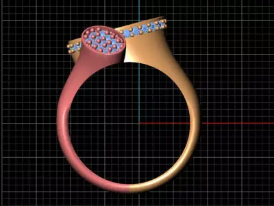 Luxury 2 piece women jewelry ring 3D print model