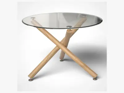Rocca Round Dining Table in oak Low-poly 3D model