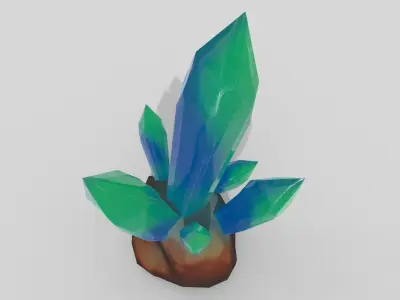 Crystals green Low-poly 3D model