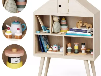 Dollhouse Berndt bookcase by Bloomingville 3D model