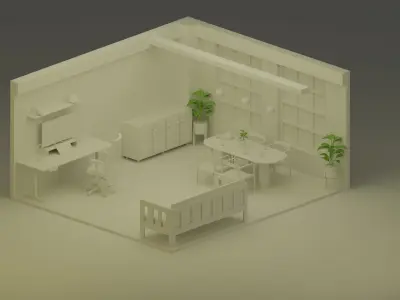 LIVING AND OFFICE ROOM 3D model