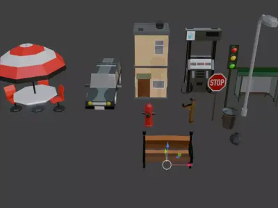 LOW POLY CITY ASSETS Low-poly 3D model