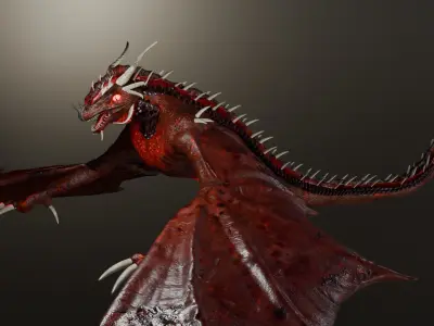 Rigged Red Dragon with 7 Animation   Low-poly 3D model