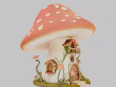 Mushroom house  Low-poly 3D model