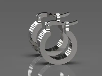 White Gold and Diamond Hoop STL earring  je0052 3D print model