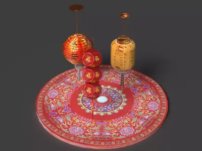 Chinese  red lantern  Low-poly 3D model purchase