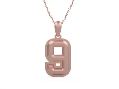 Model 1164 Number 9 Necklace Curved With Border 3D print model