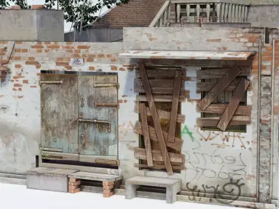 Realistic Old Asian Village House Low-poly 3D model