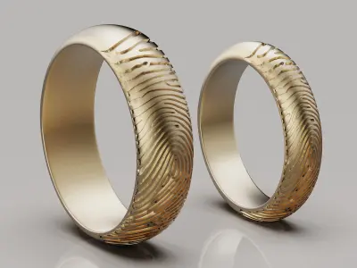 Finger print ing silver gold jewelry printable 3D model 3D print model