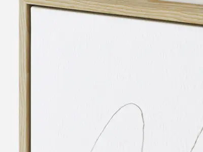 Line art poster set with painting on canvas 3D model