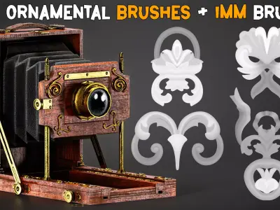 150 Ornamental Brush and  IMM    Vol 41 Low-poly 3D model