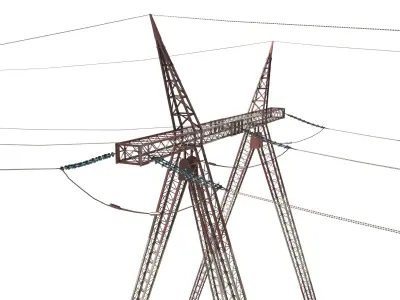 Electricity Pole 25 Weathered Low-poly 3D model