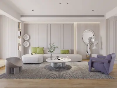 04- Modern Livingroom Interior scene - C4D and Corona Renderer 3D model