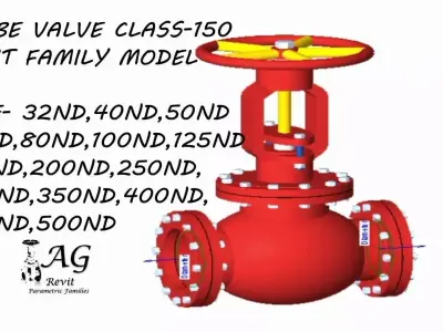 Globe Valve - Revit Family - Size 50mm - 500mm 3D model