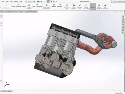 twin turbo engine 3D model