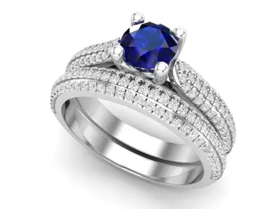 AV 692 Diamond Bridal Engagement Ring With Matching Band 3D print model