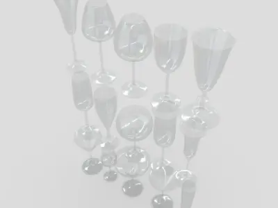 Cocktail Glass Pack Low-poly 3D model