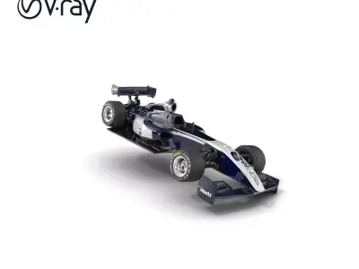 Glossy Navy Blue Formula  Race Car model pack Low-poly 3D model