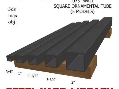 075in Wall Square Ornamental Tube 3D model