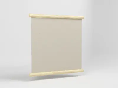 Hanging Scroll Traditional Asian Bamboo Style 3D Model 3D model