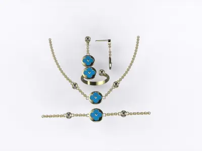 Van Cleef Style full set jewelry SET-008 3D print model