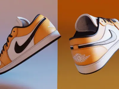 PBR Model Shoes Laser Orange Low-poly 3D model