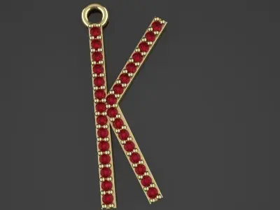 Diamond Letter K Pendant Gold Silver Platinum Luxury Jewelry 3D print model