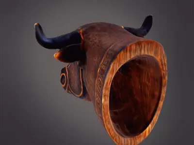 Wooden bull head decor 3D print model