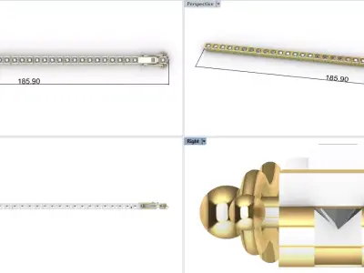 Riviera Bracelet Round 3mm Gold Silver 3D print model